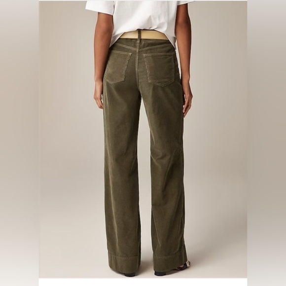 J Crew Wide Leg Corduroy Trousers Pants Rich Olive Size 31 - Picture 2 of 12